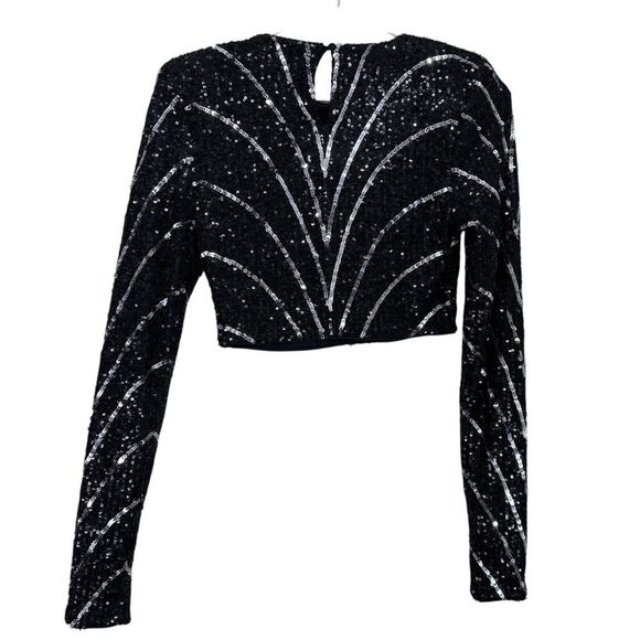 NEW Michael Costello x Revolve Leonie Crop Top in Black & Silver Size Small - Picture 6 of 10